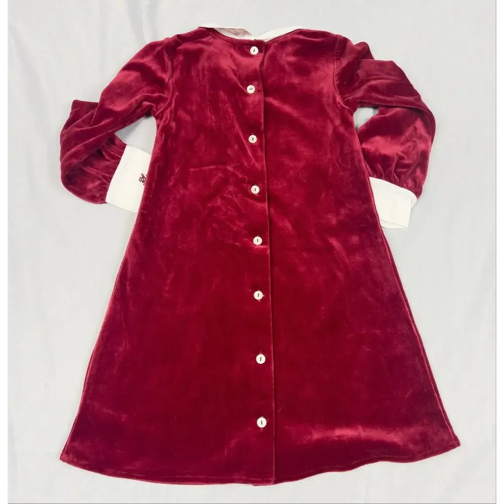 Vintage Ralph Lauren Girls 3T Red Velour Peter Pan Collar Holiday Dress NWOT Y2K